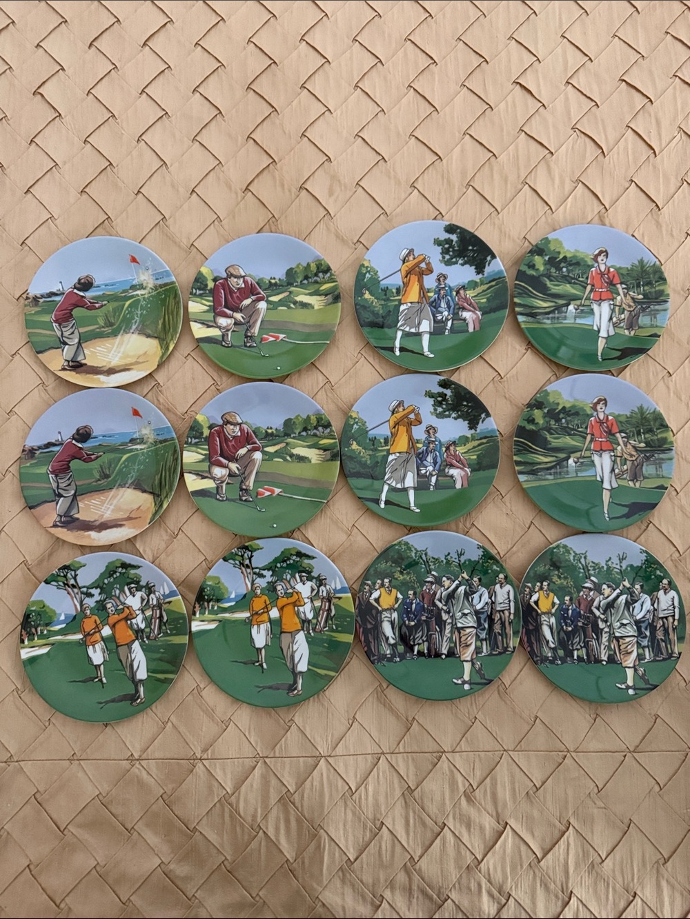 NEW! Limoge hors devours/dessert plates. 12 plates-2 sets of 6. “The Golfers”